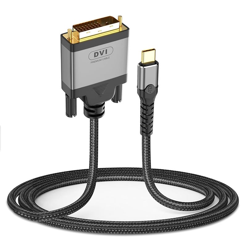 Cristin محول USB C إلى DVI بطول 3 أقدام، كابل USB Type-C إلى DVI [متوافق مع Thunderbolt 3/4] مع MacBook Pro 2023/M2/M3، iPad Pro، iPhone 15، Galaxy S23/S24، XPS 17، Steam Deck - Image 1